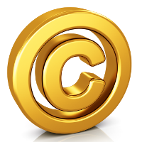 gold 3D copyright symbol