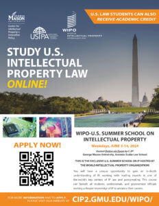 Flyer for 2024 WIPO-U.S. Summer School on IP